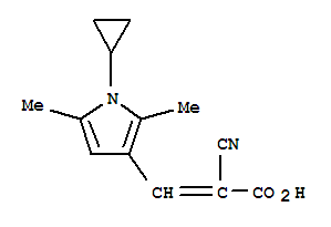 2-Propenoicacid,2-cyano-3-(1-cyclopropyl-2,5-dimethyl-1h-pyrrol-3-yl)-(9ci)Structure,790270-77-8Structure 2-Propenoicacid,2-cyano-3-(1-cyclopropyl-2,5-dimethyl-1h-pyrrol-3-yl)-(9ci) Structure,790270-77-8Structure