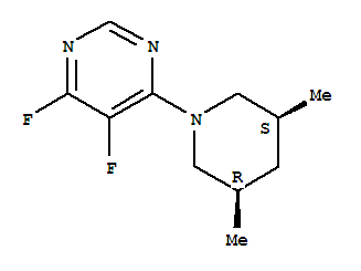 rel-(9CI)-4-[(3R,5S)-3,5-二甲基-1-哌啶基]-5,6-二氟嘧啶結(jié)構(gòu)式_792915-24-3結(jié)構(gòu)式
