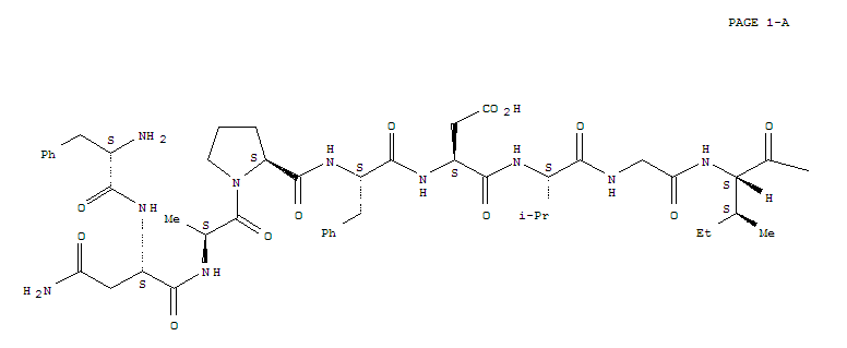L-苯丙氨酰-L-天冬氨酰胺酰-L-丙氨酰-L-脯氨酰-L-苯丙氨酰-L-alpha-天冬氨酰-L-纈氨酰甘氨酰-L-異亮氨酰-L-賴氨酰-L-亮氨酰-L-絲氨酰甘氨酰-L-丙氨酰-L-谷氨酰胺酰-L-酪氨酰-L-谷氨酰胺酰-L-谷氨酰胺酰-L-組氨酰甘氨結構式_869705-22-6結構式