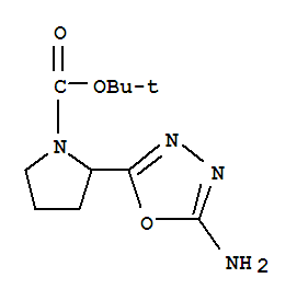 2-(5-氨基-[1,3,4]噁二唑-2-基)-吡咯烷-1-羧酸叔丁酯結(jié)構(gòu)式_887587-93-1結(jié)構(gòu)式