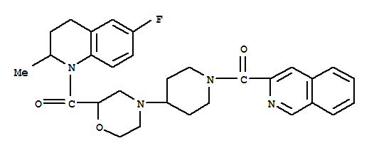 Methanone, [4-[2-[(6-fluoro-3,4-dihydro-2-methyl-1(2h)-quinolinyl)carbonyl]-4-morpholinyl]-1-piperidinyl]-3-isoquinolinyl- Structure,888220-11-9Structure