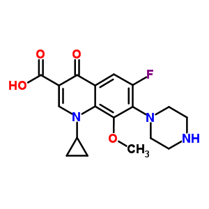 1-Cyclopropyl-6-fluoro-8-methoxy-4-oxo-7-(piperazin-1-yl)-1,4-dihydroquinoline-3-carboxylic acidStructure,112811-57-1Structure 1-Cyclopropyl-6-fluoro-8-methoxy-4-oxo-7-(piperazin-1-yl)-1,4-dihydroquinoline-3-carboxylic acid Structure,112811-57-1Structure