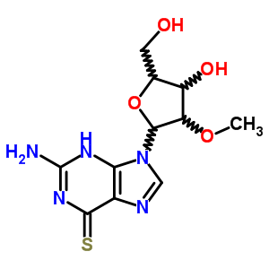 9H-purine-6 (1h)-thione, 2-amino-9-(2-o-methyl-.beta.-d-ribofuranosyl)-Structure,13039-47-9Structure 9H-purine-6 (1h)-thione, 2-amino-9-(2-o-methyl-.beta.-d-ribofuranosyl)- Structure,13039-47-9Structure