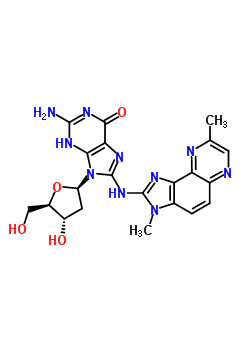 N2-(脫氧鳥(niǎo)苷-8-基)-2-氨基-3,8-二甲基咪唑并[4,5-f]喹喔啉結(jié)構(gòu)式_142038-31-1結(jié)構(gòu)式