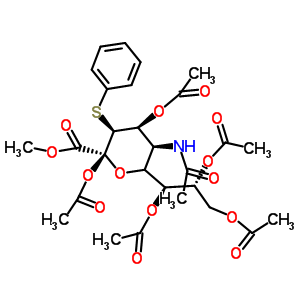 5-(Acetylamino)-5-deoxy-3-s-phenyl-3-thio-d-erythro-alpha-l-gluco-2-nonulopyranosonic acid methyl ester 2,4,7,8,9-pentaacetateStructure,156726-98-6Structure 5-(Acetylamino)-5-deoxy-3-s-phenyl-3-thio-d-erythro-alpha-l-gluco-2-nonulopyranosonic acid methyl ester 2,4,7,8,9-pentaacetate Structure,156726-98-6Structure