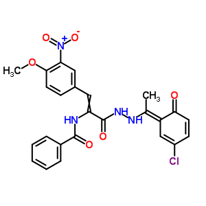 2-(苯甲?；被?-3-(4-甲氧基-3-硝基苯基)-2-丙酸-2-[1-(5-氯-2-羥基苯基)亞乙基]肼結(jié)構(gòu)式_17180-31-3結(jié)構(gòu)式
