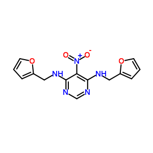 4,6-Pyrimidinediamine,n4,n6-bis(2-furanylmethyl)-5-nitro-Structure,17801-44-4Structure 4,6-Pyrimidinediamine,n4,n6-bis(2-furanylmethyl)-5-nitro- Structure,17801-44-4Structure