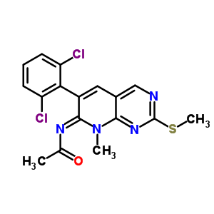 N-[6-(2,6-二氯苯基)-8-甲基-2-(甲基硫代)吡啶并[2,3-d]嘧啶-7(8H)-基]乙酰胺結(jié)構(gòu)式_185039-37-6結(jié)構(gòu)式