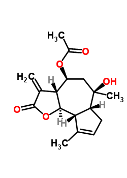 (3Ar)-3a,4,5,6,6aβ,7,9aβ,9bα-八氫-4b-乙酰氧基-6,9-二甲基-6b-羥基-3-亞甲基甘菊環(huán)并[4,5-b]呋喃-2(3h)-酮結構式_20482-33-1結構式