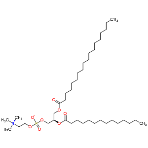 1-硬脂酰-2-肉豆蔻?；?Sn-甘油-3-磷酰膽堿結(jié)構(gòu)式_20664-02-2結(jié)構(gòu)式