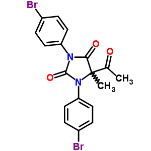 2,4-Imidazolidinedione,5-acetyl-1,3-bis(4-bromophenyl)-5-methyl-Structure,21631-64-1Structure 2,4-Imidazolidinedione,5-acetyl-1,3-bis(4-bromophenyl)-5-methyl- Structure,21631-64-1Structure