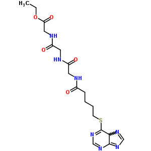N-[1-氧代-5-(9H-嘌呤-6-基硫代)戊基]甘氨?；拾滨；拾彼嵋阴ソY(jié)構(gòu)式_23374-45-0結(jié)構(gòu)式