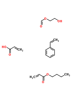 2-Propenoic acid, polymer with butyl 2-propenoate, ethenylbenzene and 2-hydroxyethyl 2-propenoateStructure,25067-83-8Structure 2-Propenoic acid, polymer with butyl 2-propenoate, ethenylbenzene and 2-hydroxyethyl 2-propenoate Structure,25067-83-8Structure