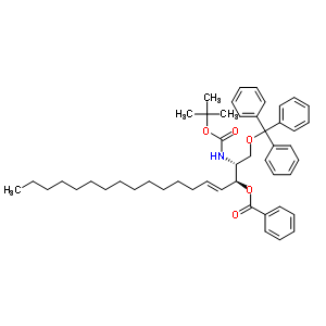 (2S,3R,4E)-3-苯甲?；?2-叔丁基氧基羰基氨基-1-三苯基甲基-4-十八烯-1,3-二醇結(jié)構(gòu)式_299172-58-0結(jié)構(gòu)式