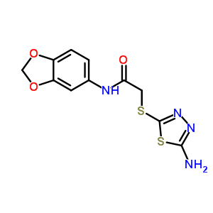 2-[(5-氨基-1,3,4-噻二唑-2-基)硫代]-N-(1,3-苯并二氧代l-5-基)乙酰胺結(jié)構(gòu)式_301335-14-8結(jié)構(gòu)式