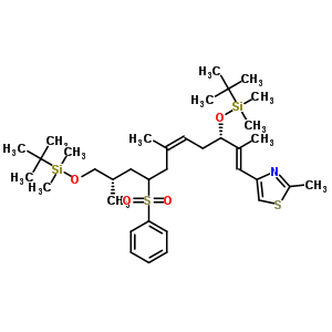 4-[(1E,3S,5Z,8R/S,10S)-3,11-二-{[叔-丁基(二甲基)硅烷基]氧基}-2,6,10-三甲基-8-(苯磺?；?十一碳-1,5-二烯基]-2-甲基-1,3-噻唑結(jié)構(gòu)式_308357-81-5結(jié)構(gòu)式