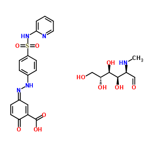(3Z)-6-氧代-3-{[4-(2-吡啶基氨基磺?；?苯基]亞肼基}-1,4-環(huán)己二烯-1-羧酸-2-脫氧-2-(甲基氨基)-D-葡萄糖(1:1)結(jié)構(gòu)式_31363-03-8結(jié)構(gòu)式