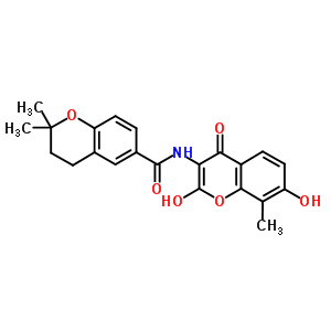 2H-1-benzopyran-6-carboxamide,n-(4,7-dihydroxy-8-methyl-2-oxo-2h-1-benzopyran-3-yl)-3,4-dihydro-2,2-dimethyl-Structure,31589-45-4Structure 2H-1-benzopyran-6-carboxamide,n-(4,7-dihydroxy-8-methyl-2-oxo-2h-1-benzopyran-3-yl)-3,4-dihydro-2,2-dimethyl- Structure,31589-45-4Structure