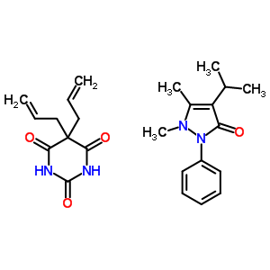 5,5-Di-2-propenyl-2,4,6(1h,3h,5h)-pyrimidinetrione compd. with 1,2-dihydro-1,5-dimethyl-4-(1-methylethyl)-2-phenyl-3h-pyrazol-3-one (1:1)Structure,34356-64-4Structure 5,5-Di-2-propenyl-2,4,6(1h,3h,5h)-pyrimidinetrione compd. with 1,2-dihydro-1,5-dimethyl-4-(1-methylethyl)-2-phenyl-3h-pyrazol-3-one (1:1) Structure,34356-64-4Structure