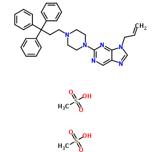 9-Allyl-2-(4-(2-tritylethyl)-1-piperazinyl)-9h-purine dimethanesulfonateStructure,37425-13-1Structure 9-Allyl-2-(4-(2-tritylethyl)-1-piperazinyl)-9h-purine dimethanesulfonate Structure,37425-13-1Structure