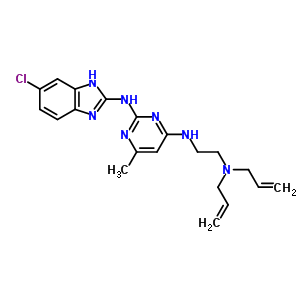 N-2-(6-chloro-1h-benzoimidazol-2-yl)-n-4-(2-diallylamino-ethyl)-6-methyl-pyrimidine-2,4-diamineStructure,42388-75-0Structure N-2-(6-chloro-1h-benzoimidazol-2-yl)-n-4-(2-diallylamino-ethyl)-6-methyl-pyrimidine-2,4-diamine Structure,42388-75-0Structure