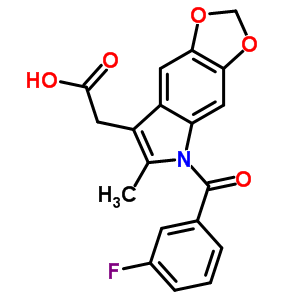 5-(3-氟苯甲?；?-6-甲基-5H-1,3-二氧代[4,5-f]吲哚-7-乙酸結(jié)構(gòu)式_50331-98-1結(jié)構(gòu)式