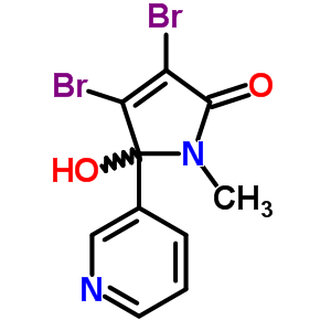 2H-pyrrol-2-one,3,4-dibromo-1,5-dihydro-5-hydroxy-1-methyl-5-(3-pyridinyl)-Structure,51068-13-4Structure 2H-pyrrol-2-one,3,4-dibromo-1,5-dihydro-5-hydroxy-1-methyl-5-(3-pyridinyl)- Structure,51068-13-4Structure