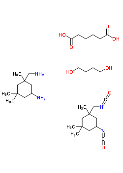 Hexanedioic acid, polymer with 5-amino-1,3,3-trimethylcyclohexanemethanamine, 1,4-butanediol and 5-isocyanato-1-(isocyanatomethyl)-1,3,3-trimethylcyclohexaneStructure,51293-82-4Structure Hexanedioic acid, polymer with 5-amino-1,3,3-trimethylcyclohexanemethanamine, 1,4-butanediol and 5-isocyanato-1-(isocyanatomethyl)-1,3,3-trimethylcyclohexane Structure,51293-82-4Structure