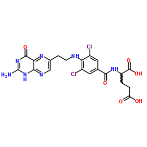 (2R)-2-[[4-[2-(2-氨基-4-氧代-1H-蝶啶-6-基)乙基氨基]-3,5-二氯-苯甲?；鵠氨基]戊二酸結(jié)構(gòu)式_51865-65-7結(jié)構(gòu)式