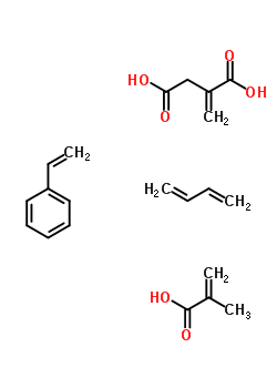 Methylene-butanedioic acid polymer with 1,3-butadiene, ethenylbenzene and 2-methyl-2-propenoic acidStructure,52831-07-9Structure Methylene-butanedioic acid polymer with 1,3-butadiene, ethenylbenzene and 2-methyl-2-propenoic acid Structure,52831-07-9Structure
