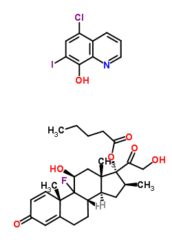 (11Beta,16beta)-9-fluoro-11,21-dihydroxy-16-methyl-17-((1-oxopentyl)oxy)-pregna-1,4-diene-3,20-dione mixt. with 5-chloro-7-iodo-8-quinolinolStructure,53262-70-7Structure (11Beta,16beta)-9-fluoro-11,21-dihydroxy-16-methyl-17-((1-oxopentyl)oxy)-pregna-1,4-diene-3,20-dione mixt. with 5-chloro-7-iodo-8-quinolinol Structure,53262-70-7Structure