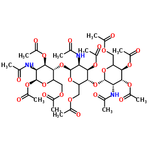 O-3,4,6-tri-o-acetyl-2-(acetylamino)-2-deoxy-beta-d-glucopyranosyl-(1-4)-o-3,6-di-o-acetyl-2-(acetylamino)-2-deoxy-beta-d-glucopyranosyl-(1-4)-2-(acetylamino)-2-deoxy-1,3,6-triacetate-alpha-d-glucopyrStructure,53942-45-3Structure O-3,4,6-tri-o-acetyl-2-(acetylamino)-2-deoxy-beta-d-glucopyranosyl-(1-4)-o-3,6-di-o-acetyl-2-(acetylamino)-2-deoxy-beta-d-glucopyranosyl-(1-4)-2-(acetylamino)-2-deoxy-1,3,6-triacetate-alpha-d-glucopyr Structure,53942-45-3Structure
