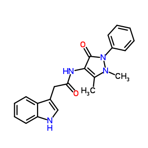 N-(1,5-二甲基-3-氧代-2-苯基-吡唑-4-基)-2-(1H-吲哚-3-基)乙酰胺結(jié)構(gòu)式_53995-76-9結(jié)構(gòu)式