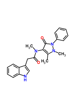 N-(1,5-二甲基-3-氧代-2-苯基-吡唑-4-基)-2-(1H-吲哚-3-基)-n-甲基-乙酰胺結(jié)構(gòu)式_53995-77-0結(jié)構(gòu)式