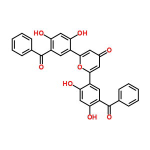 2,6-Bis(5-benzoyl-2,4-dihydroxy-phenyl)pyran-4-oneStructure,54139-27-4Structure 2,6-Bis(5-benzoyl-2,4-dihydroxy-phenyl)pyran-4-one Structure,54139-27-4Structure