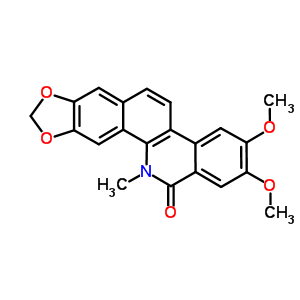 (1,3)Benzodioxolo(5,6-c)phenanthridin-13(12h)-one, 2,3-dimethoxy-12-methyl-Structure,548-31-2Structure (1,3)Benzodioxolo(5,6-c)phenanthridin-13(12h)-one, 2,3-dimethoxy-12-methyl- Structure,548-31-2Structure