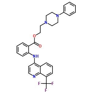N-(8-trifluoromethyl-4-quinolinyl)anthanilic acid 2-(4-phenyl-1-piperazinyl)ethyl esterStructure,55300-49-7Structure N-(8-trifluoromethyl-4-quinolinyl)anthanilic acid 2-(4-phenyl-1-piperazinyl)ethyl ester Structure,55300-49-7Structure