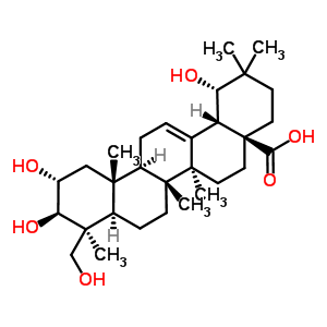 (2a,3b,4b,19a)-2,3,19,23-四羥基-齊墩果-12-烯-28-酸結(jié)構(gòu)式_55306-03-1結(jié)構(gòu)式