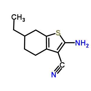 2-氨基-6-乙基-4,5,6,7-四氫-1-苯并噻吩-3-甲腈結(jié)構(gòu)式_5686-52-2結(jié)構(gòu)式