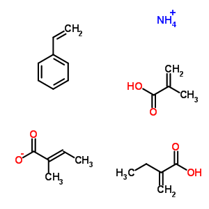 2-甲基-2-丙烯酸與苯乙烯, 2-丙烯酸乙酯和 2-甲基-2-丙烯酸甲酯聚合物銨鹽結(jié)構(gòu)式_58441-58-0結(jié)構(gòu)式