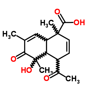 4-Acetyl-5-hydroxy-1,5,7-trimethyl-6-oxo-4a,8a-dihydro-4h-naphthalene-1-carboxylic acidStructure,58661-24-8Structure 4-Acetyl-5-hydroxy-1,5,7-trimethyl-6-oxo-4a,8a-dihydro-4h-naphthalene-1-carboxylic acid Structure,58661-24-8Structure
