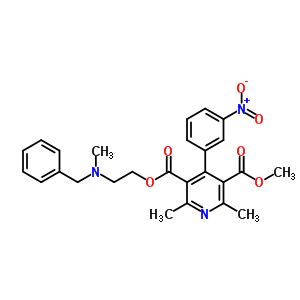 2-(N-benzyl-n-methylamino)ethyl methyl 2,6-dimethyl-4-(3-nitrophenyl)-3,5-pyridinedicarboxylateStructure,59875-58-0Structure 2-(N-benzyl-n-methylamino)ethyl methyl 2,6-dimethyl-4-(3-nitrophenyl)-3,5-pyridinedicarboxylate Structure,59875-58-0Structure