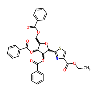 2-(2,3,5-Tri-o-benzoyl-β-d-ribofuranosyl)-4-thiazolecarboxylic acid ethyl esterStructure,60084-09-5Structure 2-(2,3,5-Tri-o-benzoyl-β-d-ribofuranosyl)-4-thiazolecarboxylic acid ethyl ester Structure,60084-09-5Structure