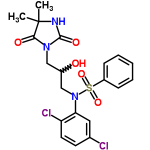 N-(2,5-二氯苯基)-n-[3-(4,4-二甲基-2,5-二氧代-咪唑啉-1-基)-2-羥基-丙基]苯磺酰胺結(jié)構(gòu)式_6079-78-3結(jié)構(gòu)式