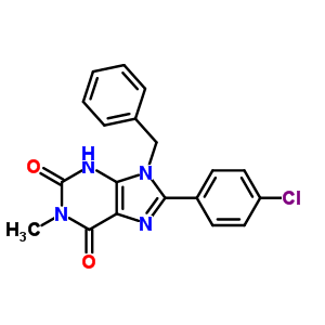 9-Benzyl-8-(4-chlorophenyl)-1-methyl-3h-purine-2,6-dioneStructure,61080-49-7Structure 9-Benzyl-8-(4-chlorophenyl)-1-methyl-3h-purine-2,6-dione Structure,61080-49-7Structure