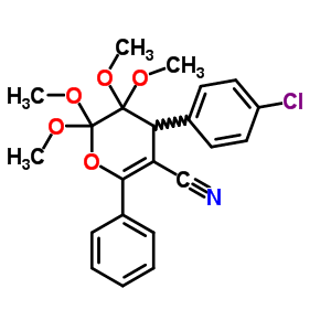 4-(4-Chlorophenyl)-5,5,6,6-tetramethoxy-2-phenyl-4h-pyran-3-carbonitrileStructure,61222-98-8Structure 4-(4-Chlorophenyl)-5,5,6,6-tetramethoxy-2-phenyl-4h-pyran-3-carbonitrile Structure,61222-98-8Structure