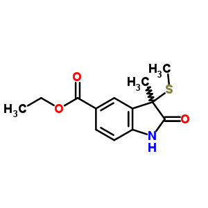 1H-indole-5-carboxylicacid, 2,3-dihydro-3-methyl-3-(methylthio)-2-oxo-, ethyl esterStructure,61394-70-5Structure 1H-indole-5-carboxylicacid, 2,3-dihydro-3-methyl-3-(methylthio)-2-oxo-, ethyl ester Structure,61394-70-5Structure