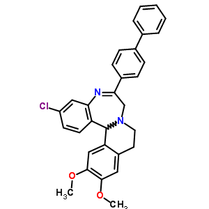 6-(4-Biphenylyl)-3-chloro-12,13-dimethoxy-9,10-dihydro-7h-isoquino(2,1-d)(1,4)benzodiazepineStructure,62206-10-4Structure 6-(4-Biphenylyl)-3-chloro-12,13-dimethoxy-9,10-dihydro-7h-isoquino(2,1-d)(1,4)benzodiazepine Structure,62206-10-4Structure