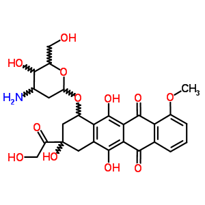 (8S-cis)-10-((3-amino-2,3-dideoxy-alpha-l-ribo-hexopyranosyl)oxy)-7,8,9,10-tetrahydro-6,8,11-trihydroxy-8-(hydroxyacetyl)-1-methoxy-5,12-naphthacenedioneStructure,62414-01-1Structure (8S-cis)-10-((3-amino-2,3-dideoxy-alpha-l-ribo-hexopyranosyl)oxy)-7,8,9,10-tetrahydro-6,8,11-trihydroxy-8-(hydroxyacetyl)-1-methoxy-5,12-naphthacenedione Structure,62414-01-1Structure