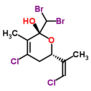 (2R)-4-氯-6β-[(Z)-2-氯-1-甲基乙烯]-2β-二溴甲基-5,6-二氫-3-甲基-2H-吡喃-2-醇結(jié)構(gòu)式_63023-59-6結(jié)構(gòu)式